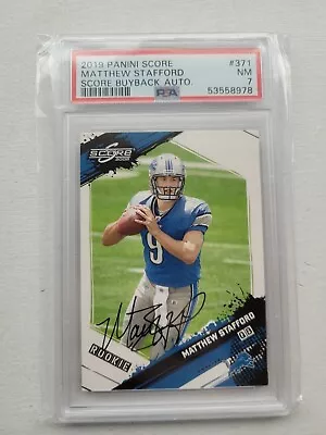 2019 Panini Score Matthew Stafford 2009 Score RC Buyback Auto #/9 PSA 7 • $99