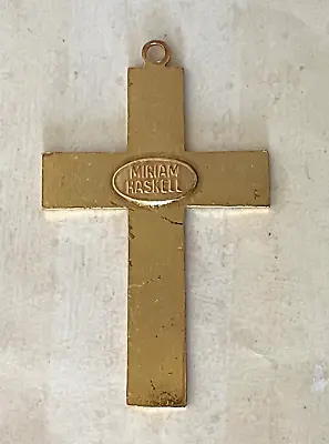 Miriam Haskell Cross Pendant Large Signed 2” X 1 1/4” Gold Toned Blank Cross • $29