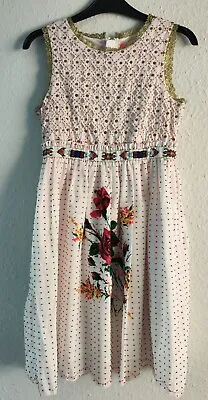 Manoush Ladies/Girls Cotton  Sleeveless Beaded Lined Summer Dress Size FR34 UK6 • £16