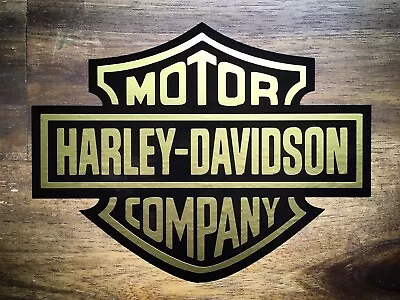 Harley Davidson Sticker Gloss Black/Gold Vinyl Sticker Shield • $25