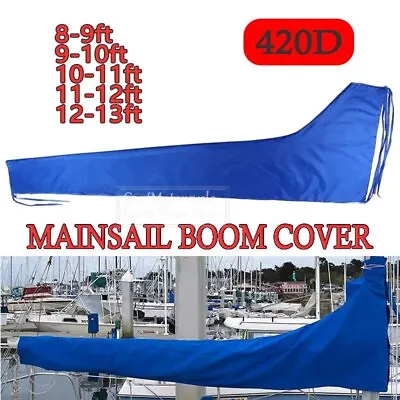 Main Sail Cover For 9'-10' 11'-12' 12'-13' Boom Sail Waterproof 420D Oxford Blue • $35.55