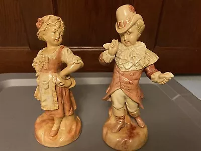 Pair Of Vintage Chalkware Borghese Figurines Italy Nice Sepia Colors • $18.95