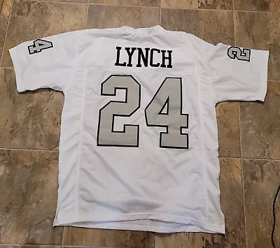 24 Marshawn Lynch NFL Raiders Game Football Jersey White Gray Black • $22.49