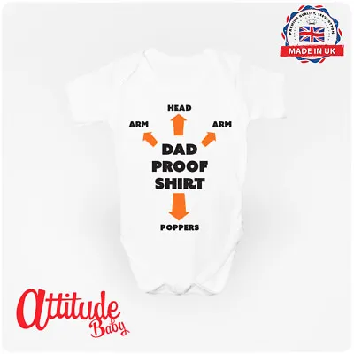 Plain  Baby Grow-Dad Proof- UK Made-100 % Cotton -Premature Baby Grow Available • £8.49