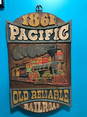 Vintage Pacific Railroad Train Plaque 1861 Old Reliable Tavern Sign Locomotive • $19.99