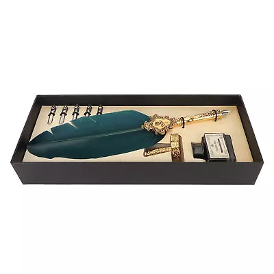 Quill Pen Set Elegant Feather Pen And Ink Set Easy To Use Writing Smoothly Light • £14.77