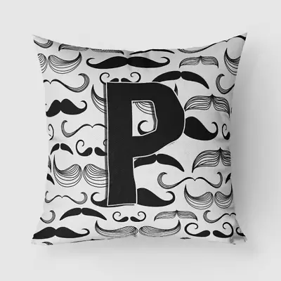 Moustache Initial Fabric Decorative Pillow Letter P • $46.68