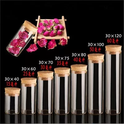  Small Glass Test Tube With Cork Stopper Bottles Jars Vials • $13.03