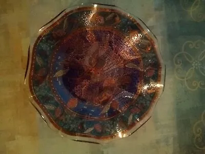 Vintage Art Glass- Ruffled Edge Mosaic Style Plate/Dish With Pheasant Design. • $4.99