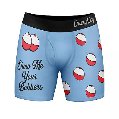 Mens Show Me Your Bobbers Boxer Briefs Funny Fishing Joke Graphic Novelty • $7.70