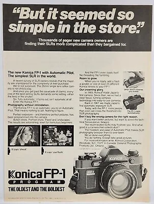 1982 Konica FP-1 Camera Vintage Print Ad Poster Man Cave Art Deco 80's • $10.88