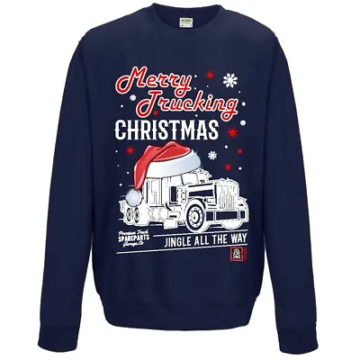 Funny Merry Trucking Christmas Truck Trucker Mens Sweatshirt Jumper Xmas Gift • £23.95