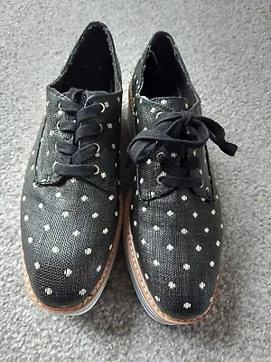 Zara Basic Polka Dot Platform Laced Up Ladies Shoes Size 7 • £28