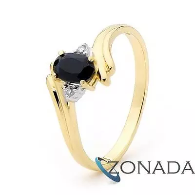 $382.47 • Buy Natural Sapphire Diamond 9ct 9k Solid Yellow Gold Ring Size P 7.75 24847/SLG