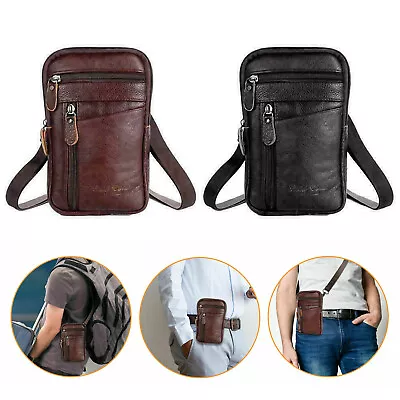 Men Leather Fashion Phone Pouch Belt Bag Shoulder Crossbody Waist Pack Handbag • $9.88