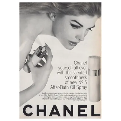 1965 Chanel: Scented Smoothness After Bath Oil Spray Vintage Print Ad • £7.47