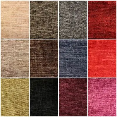 Designer Luxury Soft Plain Solid Heavy Weight Upholstery Crushed Chenille Fabric • £14.49
