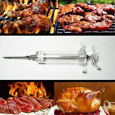 BBQ Meet Marinade Seasoning Injector Turkey Chicken Flavour Sauce Syringe Needle • £5.39