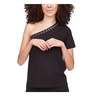 MICHAEL Michael Kors Women's Asymmetrical-Embellished-Neck Top S B4HP • $18.95