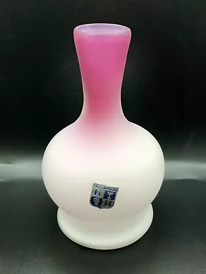 Murano Glass Vase Vetro Artistico KBNY Italy Cranberry Ombre Satin Glass Labels • $80