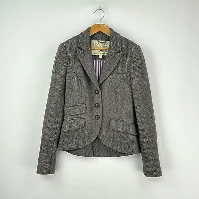 Jack Wills Tweed Jacket Womens 6 8 Brown Herringbone Country Riding Hacking • £45