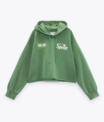 Zara Sprite Cropped Sweatshirt Hoodie Jumper Size S • £14.99