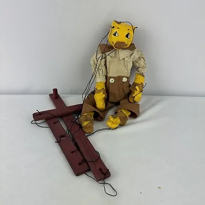 Vintage Hand Carved Wood Pig Marionette String Puppet Primitive Folk Art • $39.95