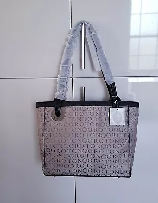 Authentic - Oroton - Taupe Jacquard Fabric & Brown Leather - Medium Tote - New! • $225