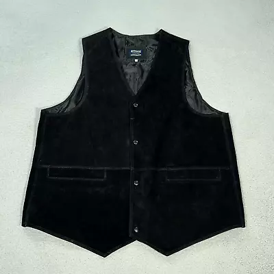 NRA Authentic Vest Mens XL Black Suede Leather Sleeveless Biker Concealed Carry • $39.99