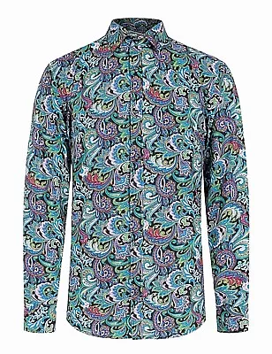 PAISLEY MULTICOLOUR FESTIVAL MENS PARTY CASUAL DRESS MOD 60s SHIRT Fm 19.99 (540 • £21.99