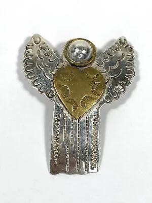 925 Mexico Sterling Silver Brass Angel Brooch Pin Pendant Large  16.67g  • $85