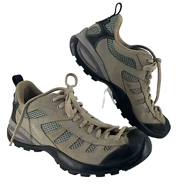 Asolo Hiking Shoes Womens Leather Mesh Tan Black Low Trail Vibram Sole US Size 7 • $19.99