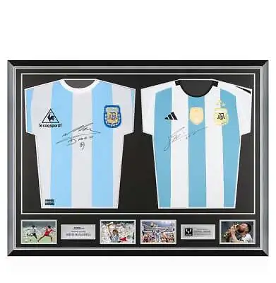 Diego Maradona & Lionel Messi Signed Argentina Shirts In Classic Dual Frame • £10005.99