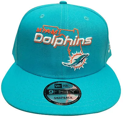 Men's New Era 9Fifty NFL Miami Dolphins Teal/Orange Logo State Snapback • $29.95