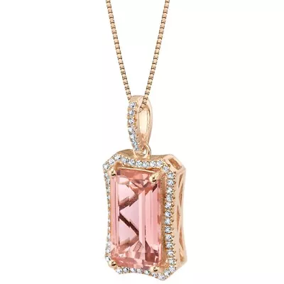 5 Ct Simulated Morganite Gemstone Celestial Pendant Rose-tone Sterling Silver • $50.99