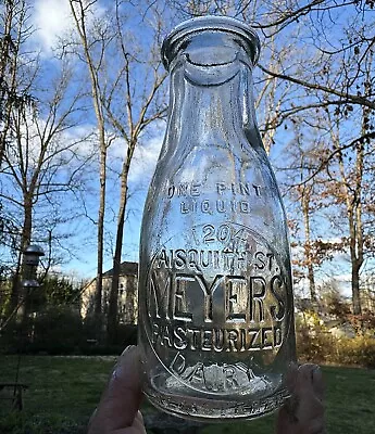 Pt Milk Bottle Meyers Dairy Aisquith St Baltimore MD Emb Rare Dated 1922 Nice • $84.99