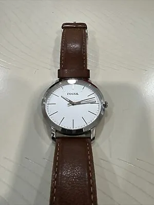 Fossil BQ2397 Men's Brown Leather Analog Silver Dial Quartz Wrist Watch • $29.99