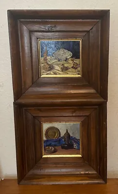 PAIR Vintage Signed Original Oil On Board Paintings Chinese/Asian Still Life • $195