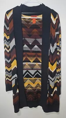 MISSONI For Target Chevron Knit Open Front Sweater Cardigan Black Brown Sm B8 • $25