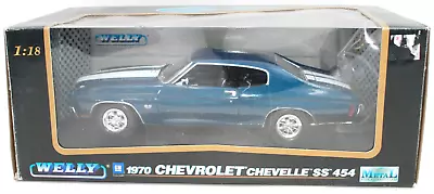 Welly 1/18 1970 Chevrolet Chevelle SS 454 Diecast Metal Blue White New In Box • $144.99