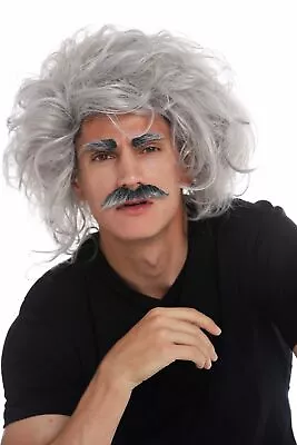 Wig Carnival Einstein Crazy Grandpa Professor Grey Wild Moustache • $11.69