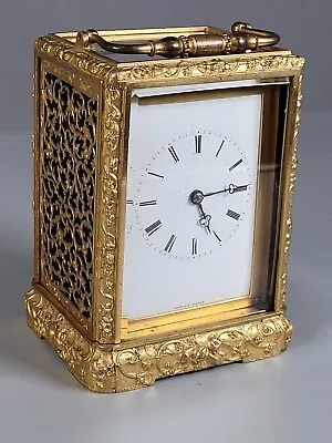 Antique Ormolu Striking Carriage Clock LUCIEN PARIS Helical Escapement • $4789.87