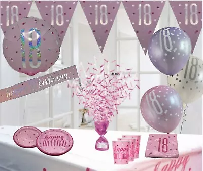 Happy 18th Birthday Glitz Pink Silver Party Decorations & Table Decorations • £2.75