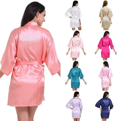 $23.99 • Buy New Personalized Lace Satin Bridal Wedding Robe Bridesmaid Party Dressing Gown