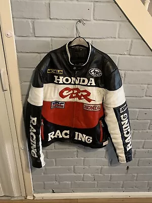 Vintage Honda CBR Racing Motorcycle Biker Leather Jacket • £80