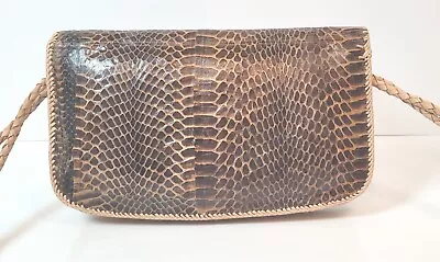 Genuine Snake Skin Vintage Shoulder Bag W/Handwoven Leather/Beaded Strap • $40