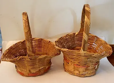 $29 • Buy 1950/1960 Vintage Wicker Easter Basket Hand-Woven  ~ Lot Of 2  *Read