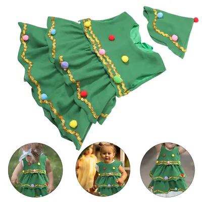  Children Hat Dress Kids Tree Mascot Costume Christmas Performance Clothing • £14.70