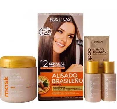 KATIVA ALISADO BRAZILIAN STRAIGHTENING Kit - Keratin Hair Smoothing/straighteng • £24.85