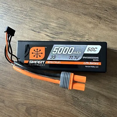 Spektrum 5000mAh 3S 11.1V 50C Smart LiPo Hardcase IC5 Traxxas Axial Losi Karma • £71.99